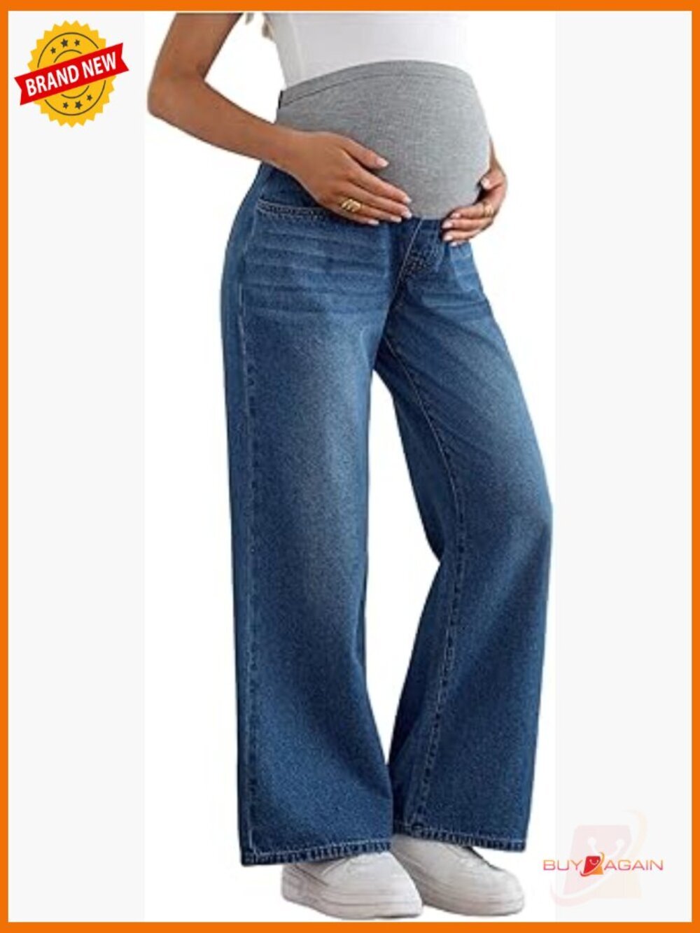 Maternity Over Belly Skinny Stretchy Denim Pants Wide Leg Pregnancy Jeans